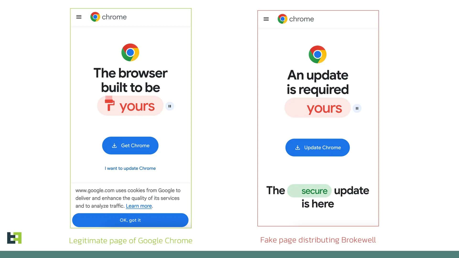 Brokewell Android malware fake Chrome update page