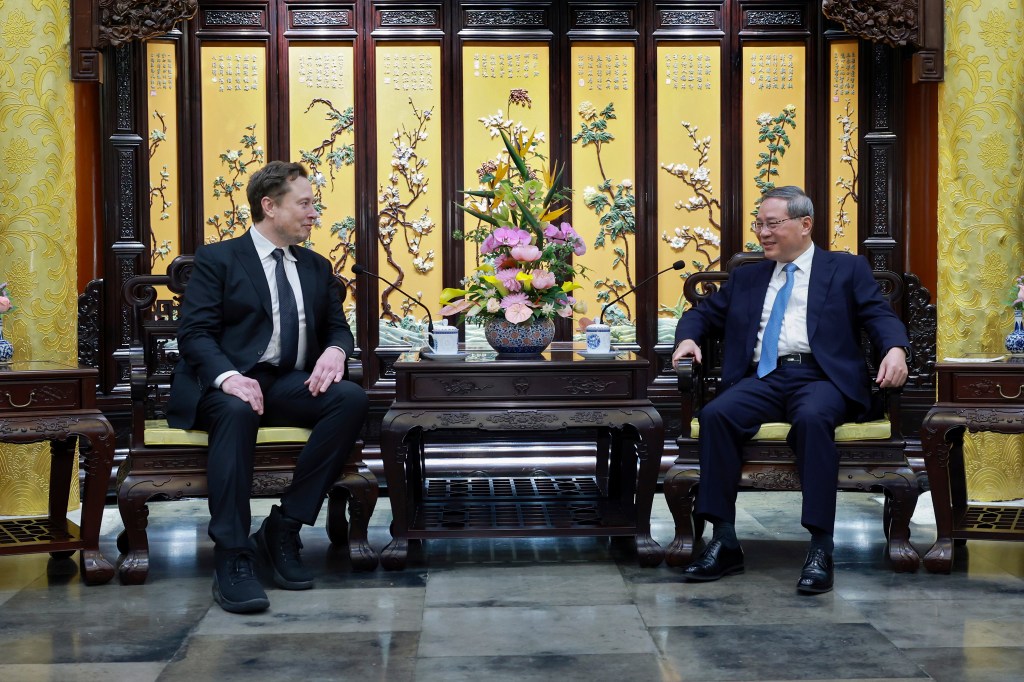Tesla founder and CEO Elon Musk meets with Chinese Premier Li Qiang in Beijing.