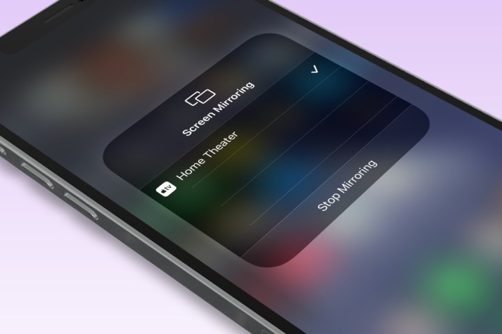 iPhone screen mirroring menu.