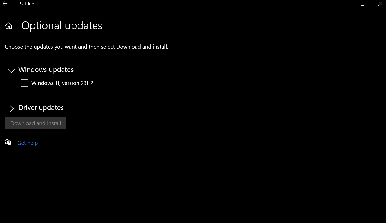 Windows 11 23H2 as an optional update