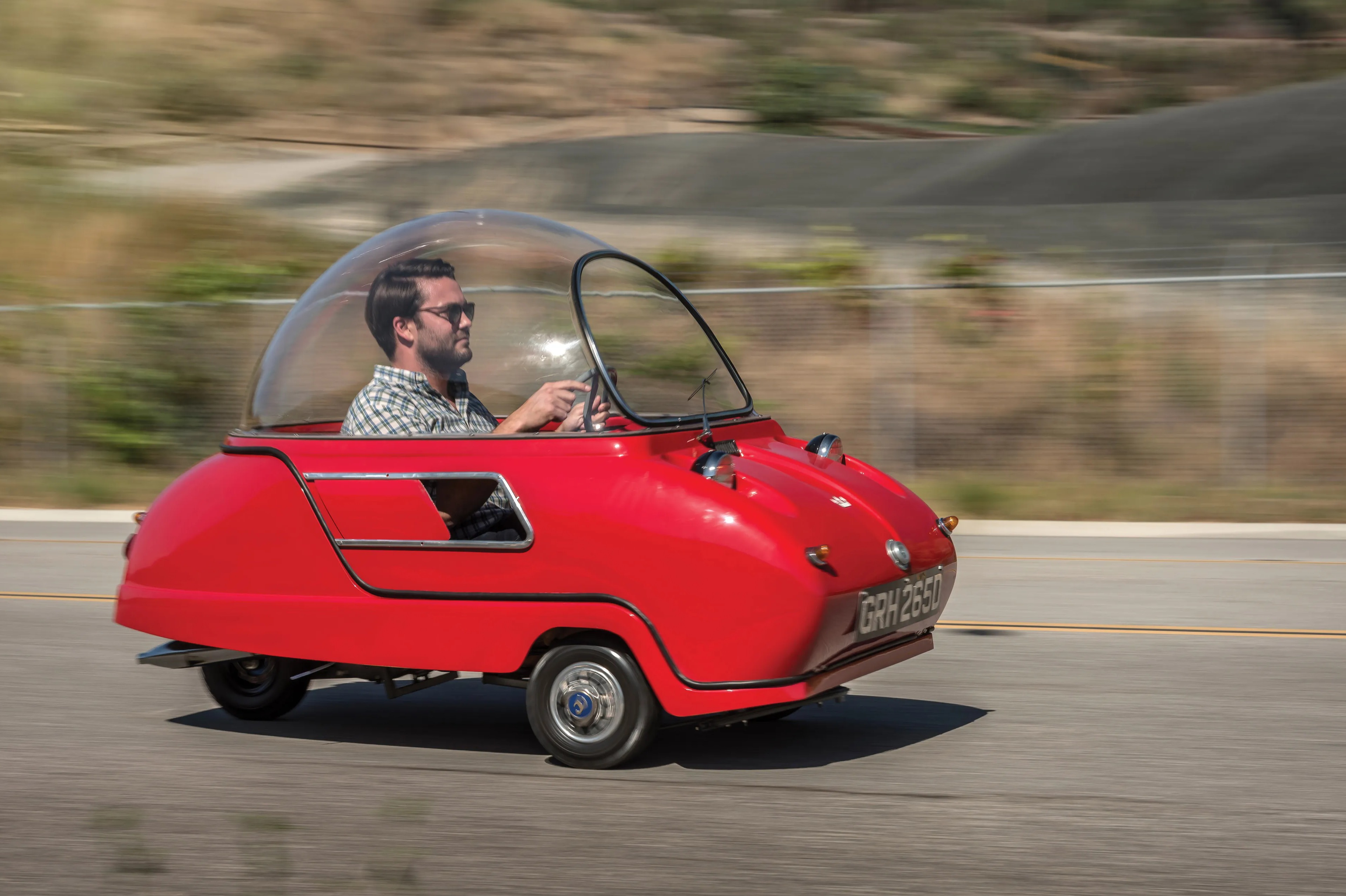 The wacky three-wheeler can reach the top speed of 28mph