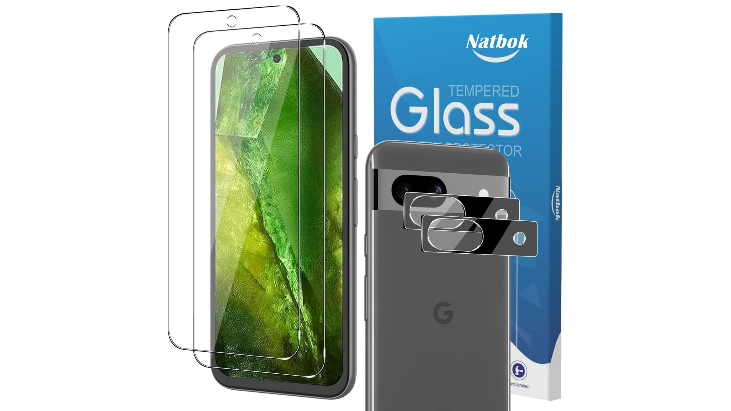 Natbok Screen Protector with Camera Lens Protector for Pixel 8a