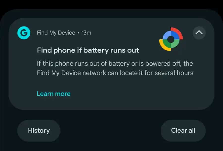 Find device pixel 8 notification