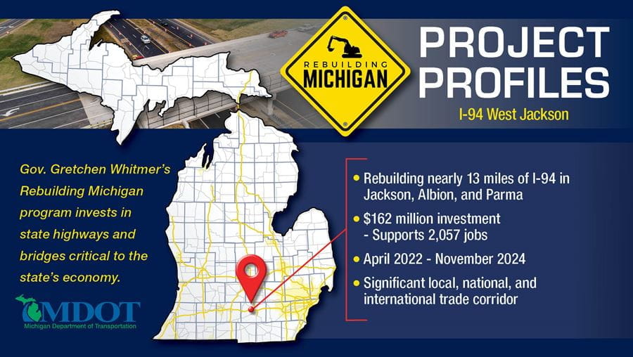 The Rebuilding Michigan Project profile for I-94 west in Jackson County.