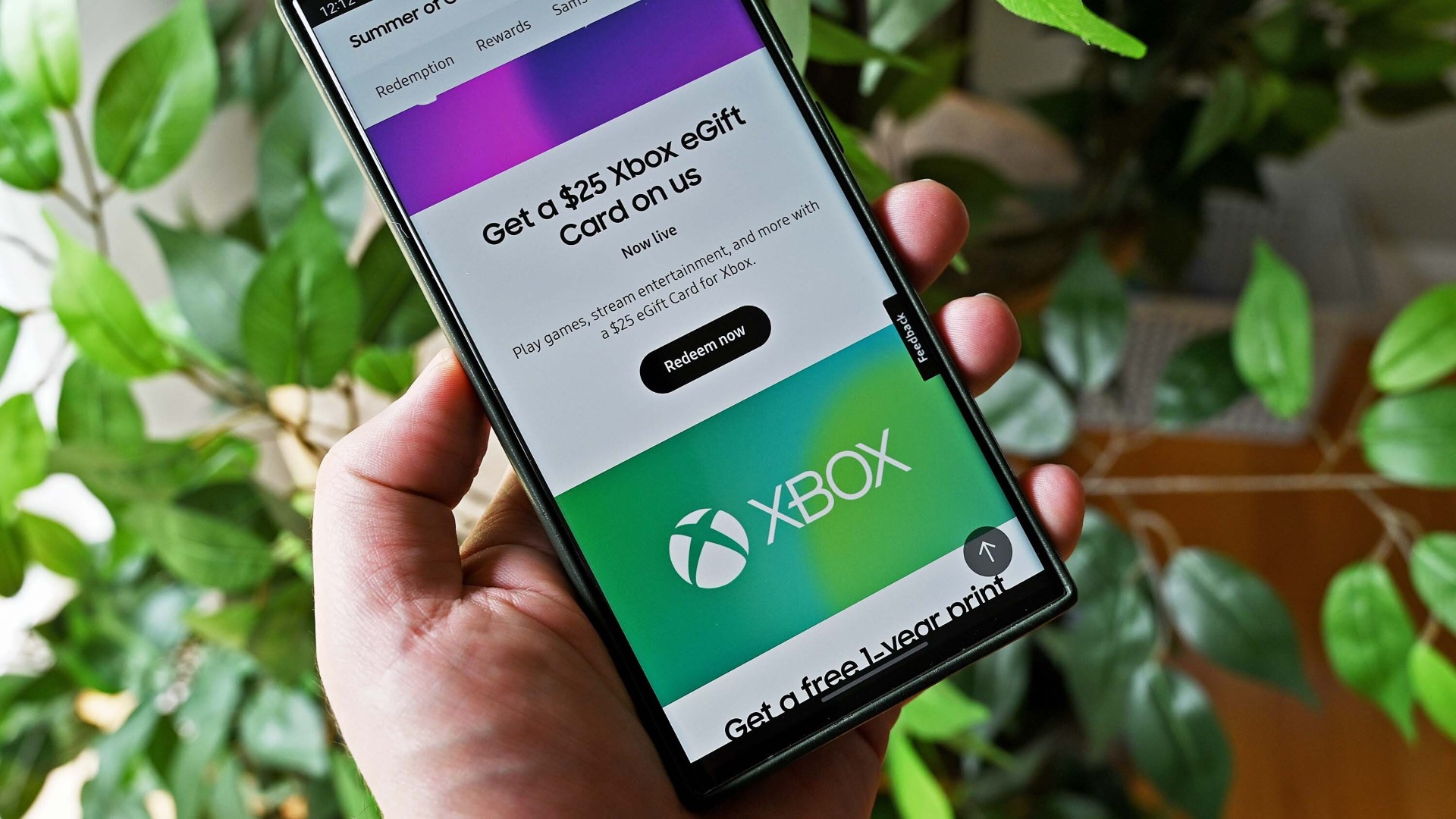 Xbox free voucher on Samsung mobile phone