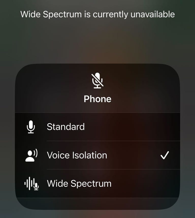 Mic Mode displays a message that Wide Spectrum is currently unavailable
