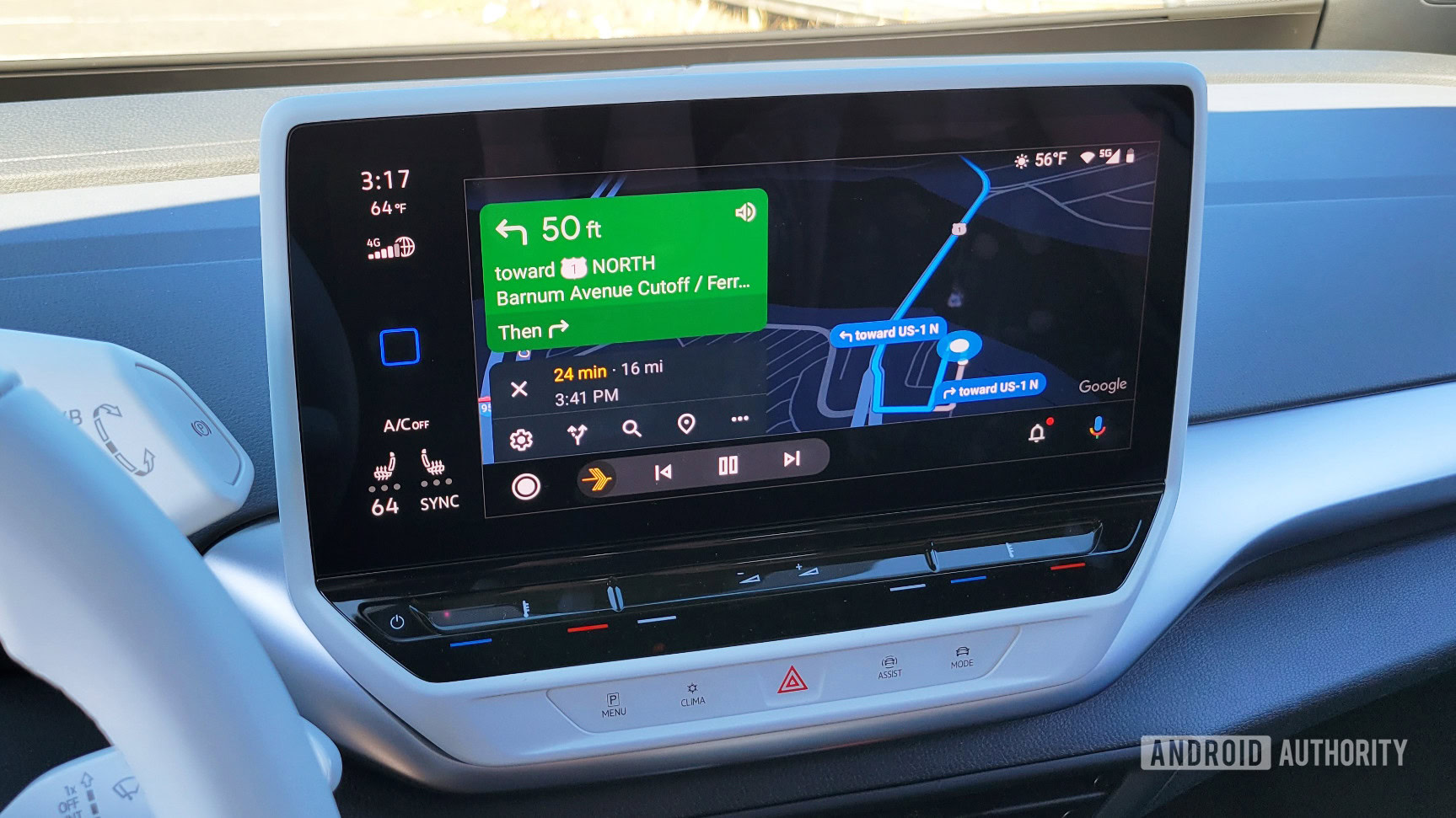 Android Auto in Volkswagen ID.4 Google Maps Navigation