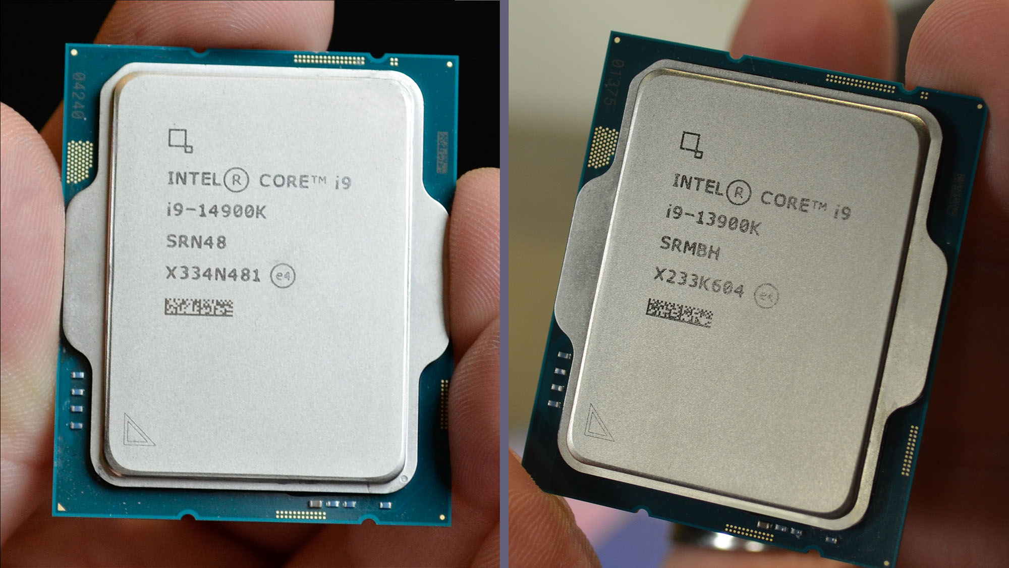 A 14900K vs 13900K side by side in a hand