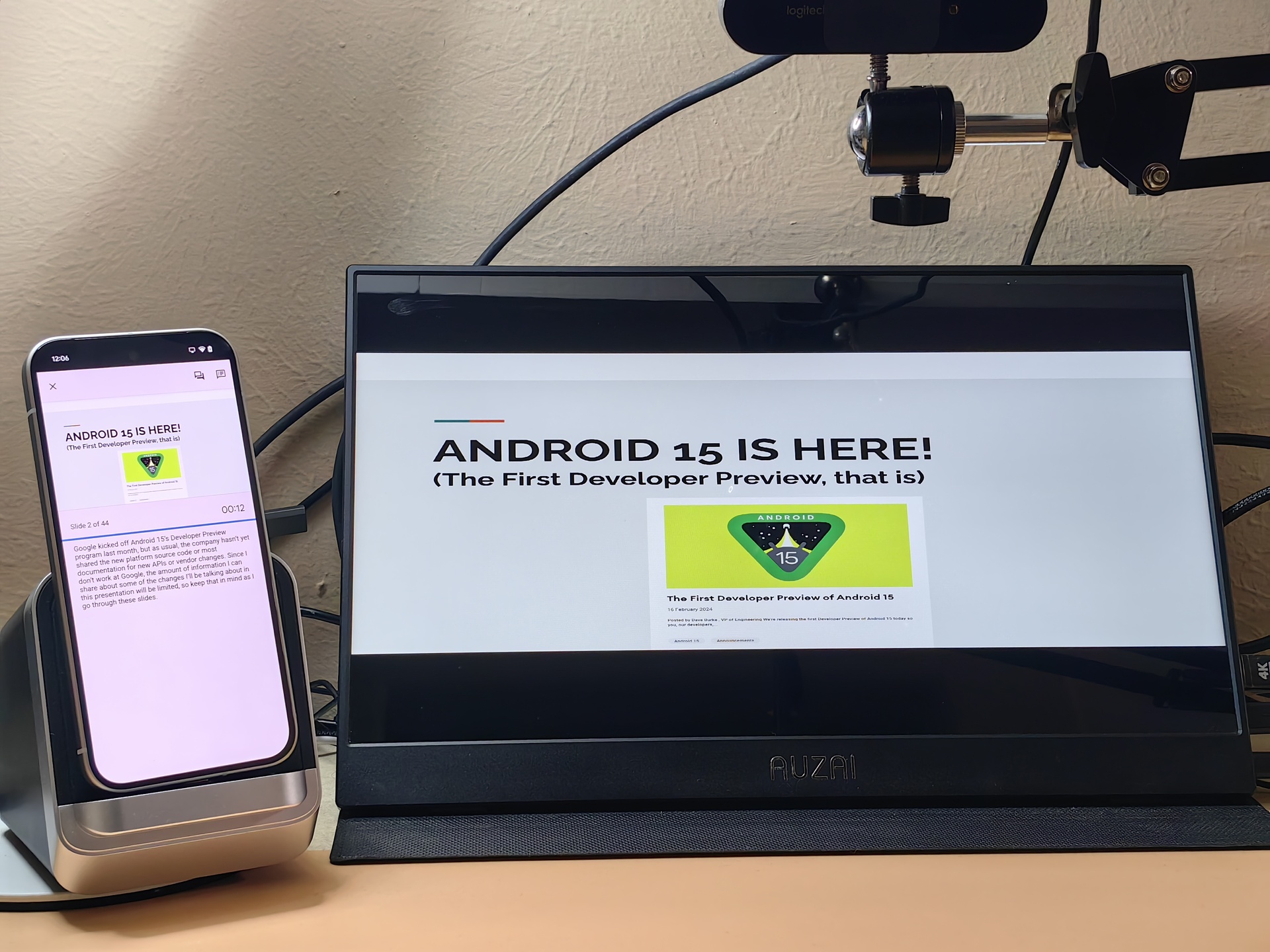 Presenting via Google Slides onto an external display