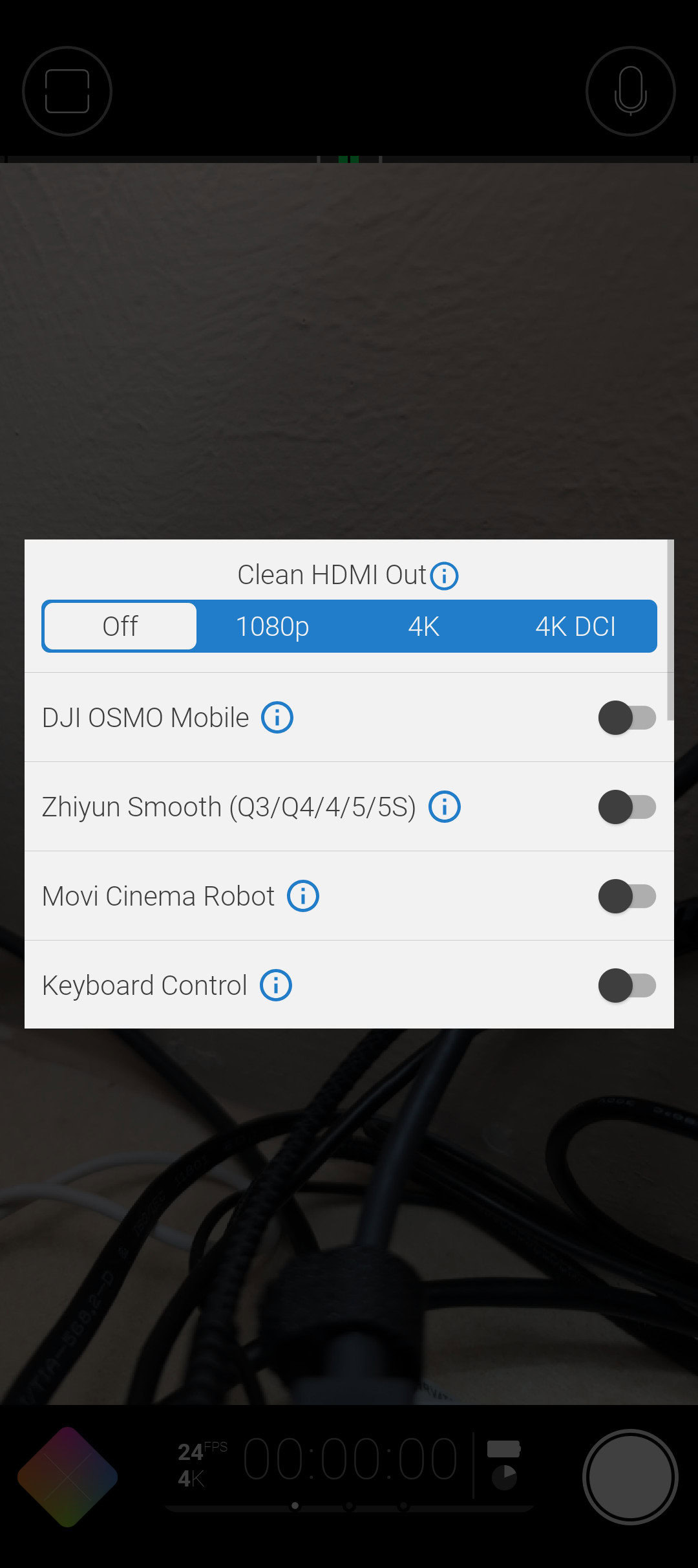 Filmic Pro clean HDMI output setting