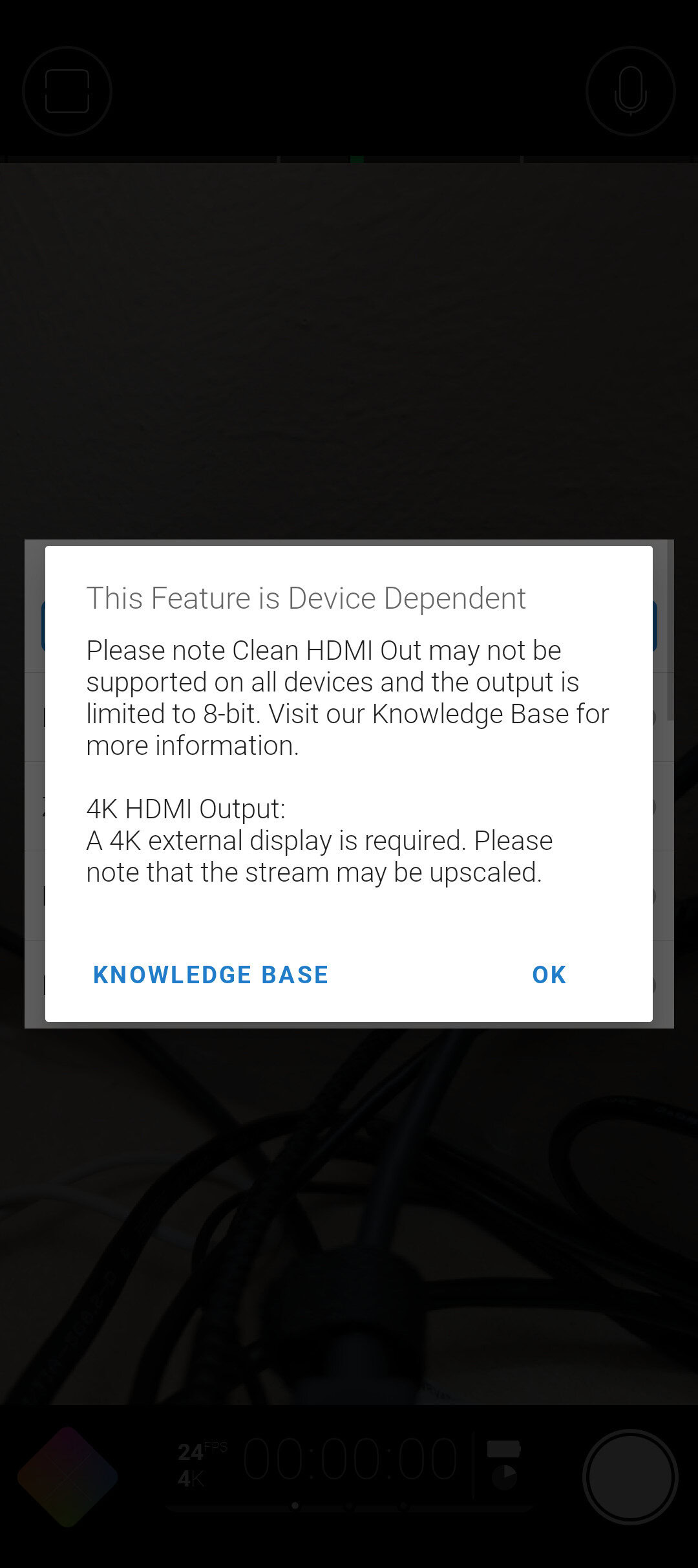 Filmic Pro clean HDMI output info