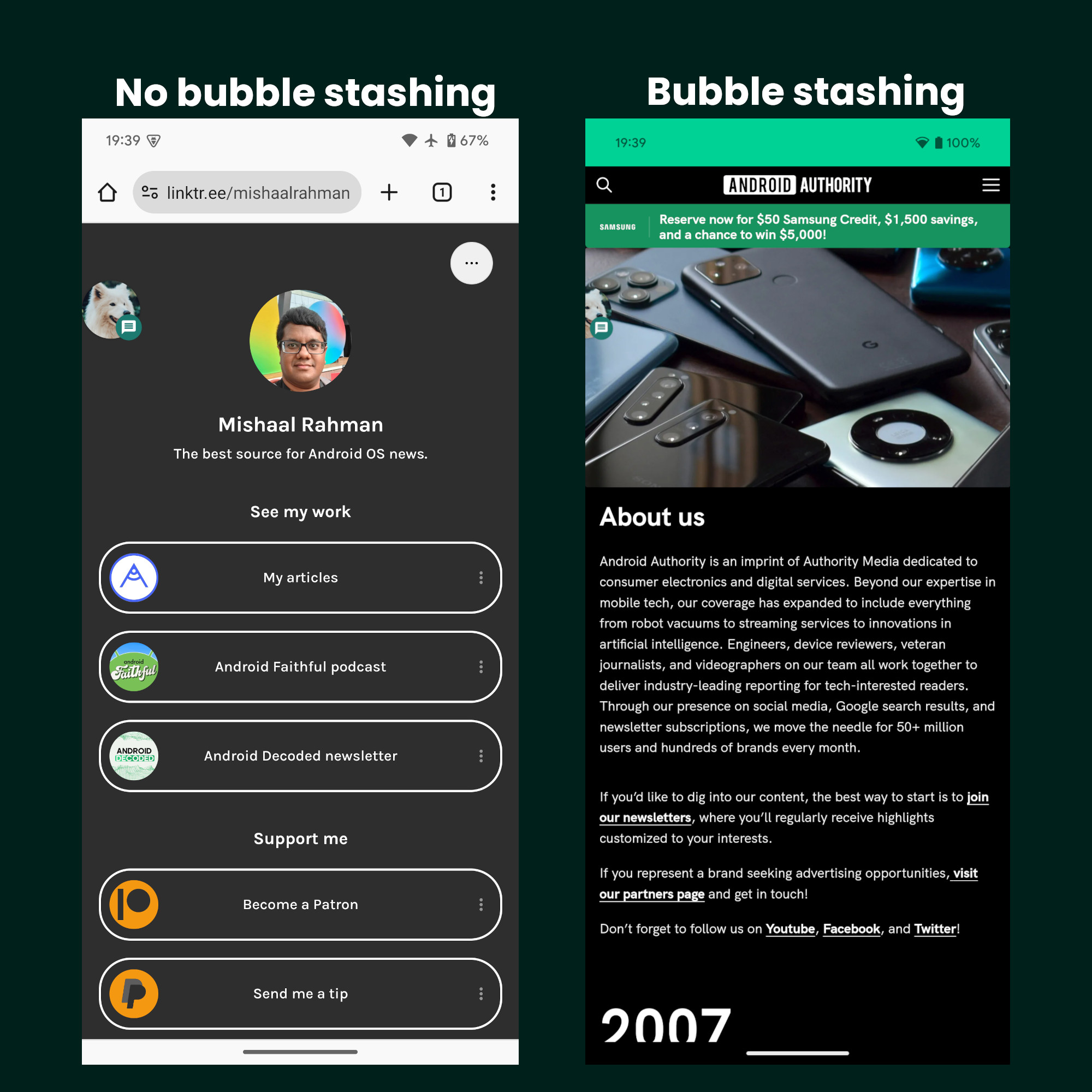 Android 15 bubble stashing