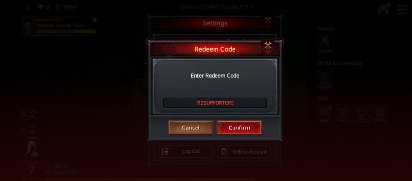 Redeem code bar