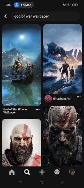 God of War wallpaper search results on Pinterest app