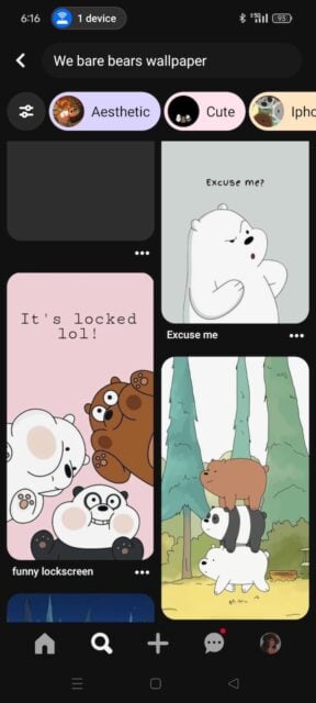 We Bare Bears wallpaper search results on Pinterest app