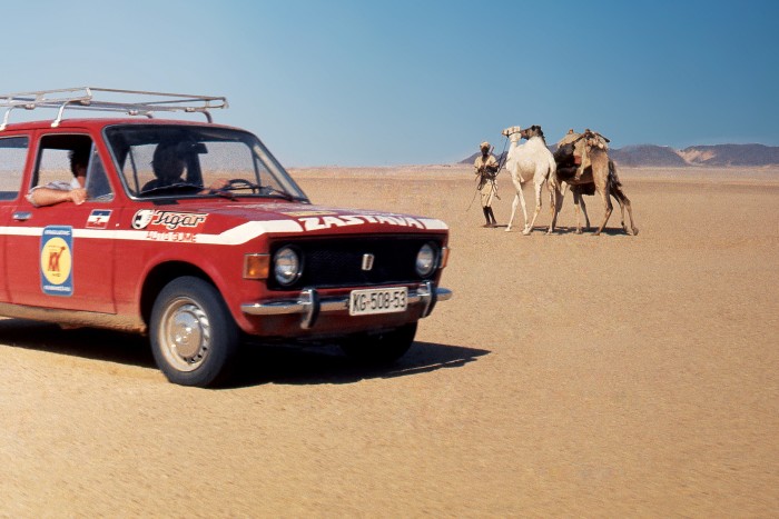 A Zastava 101 in the Nubian Desert, 1975, during an expedition from Serbia to Tanzania