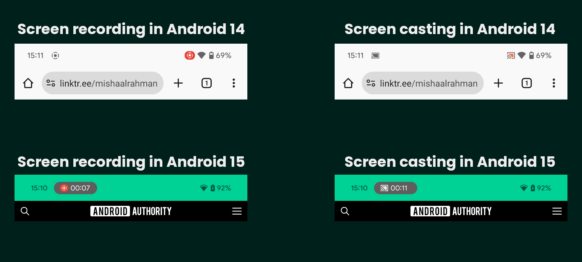 Android 15 screen sharing chips