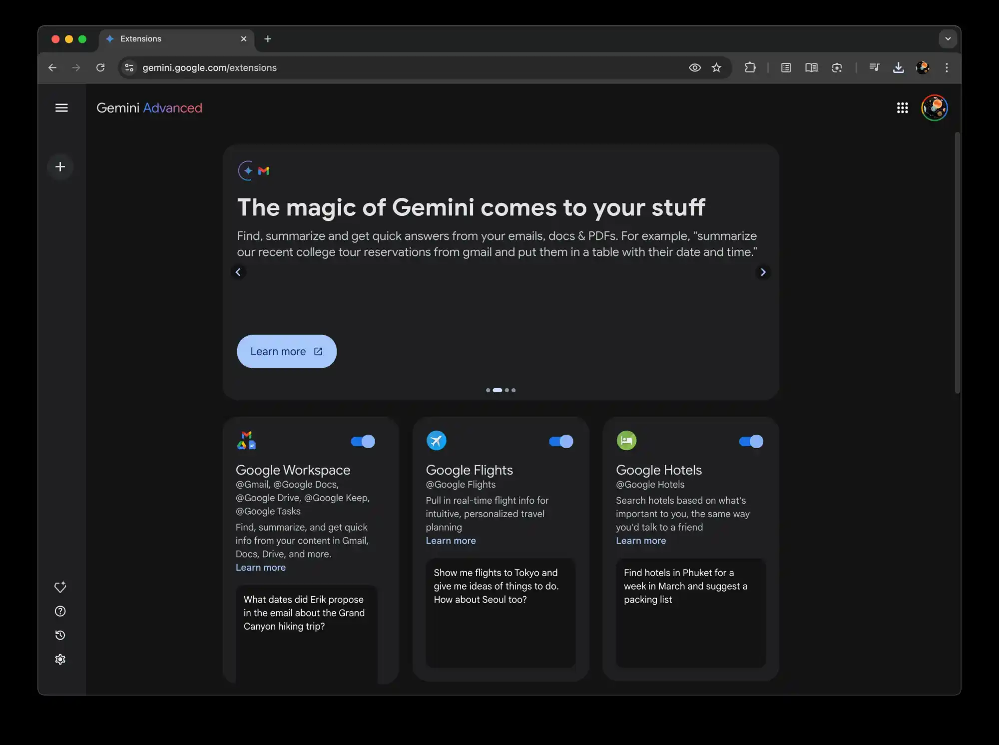 gemini google tasks keep extensions