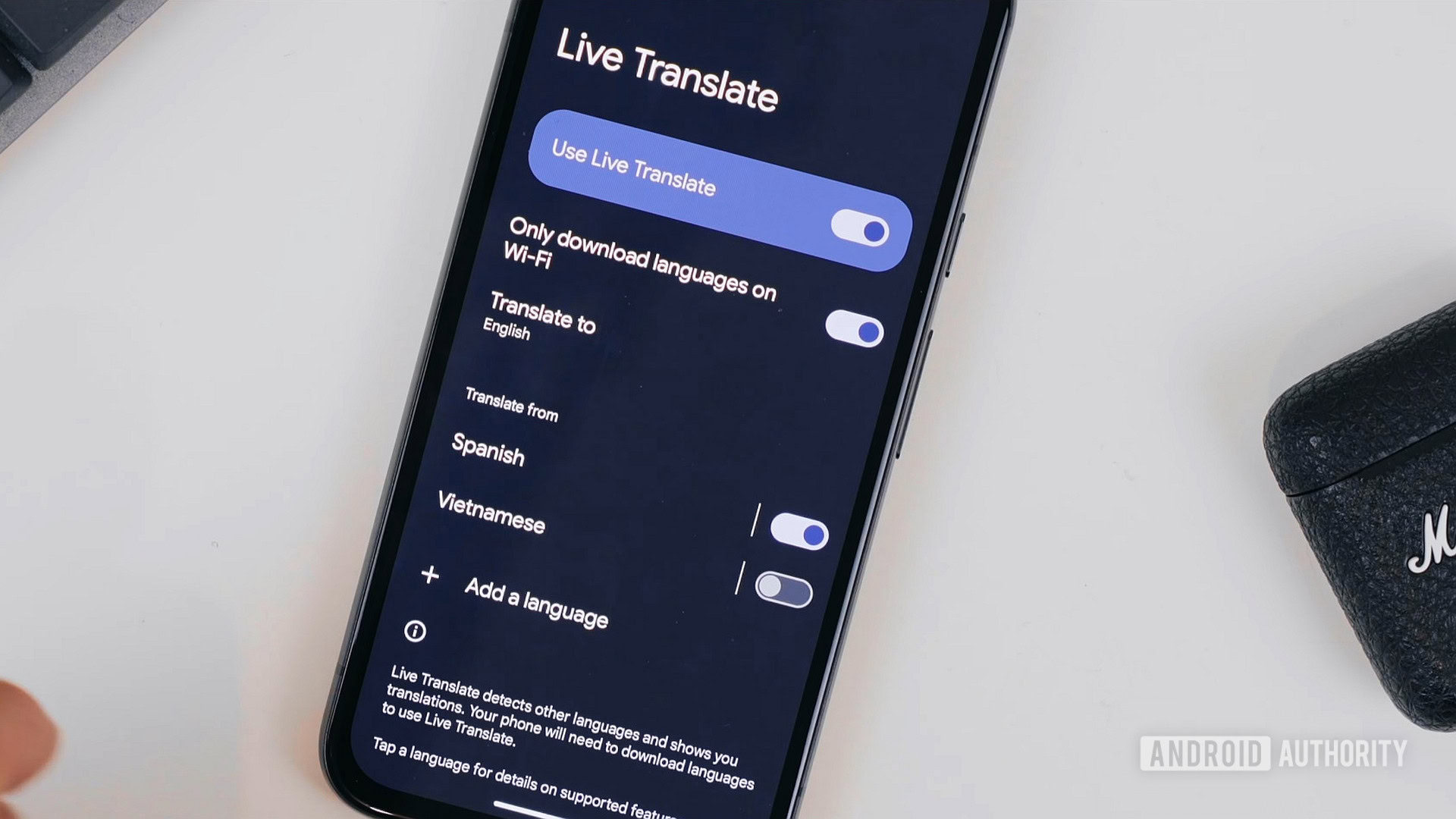 google live translate settings page