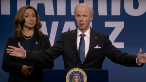 Maya Rudolph (as Kamala Harris) and Dana Carvey (as Joe Bdien) on 'Saturday Night Live'