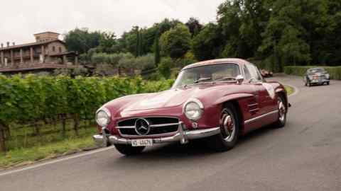 The Chopard team’s Mercedes-Benz 300 SL Gullwing during the first leg of the Mille Miglia