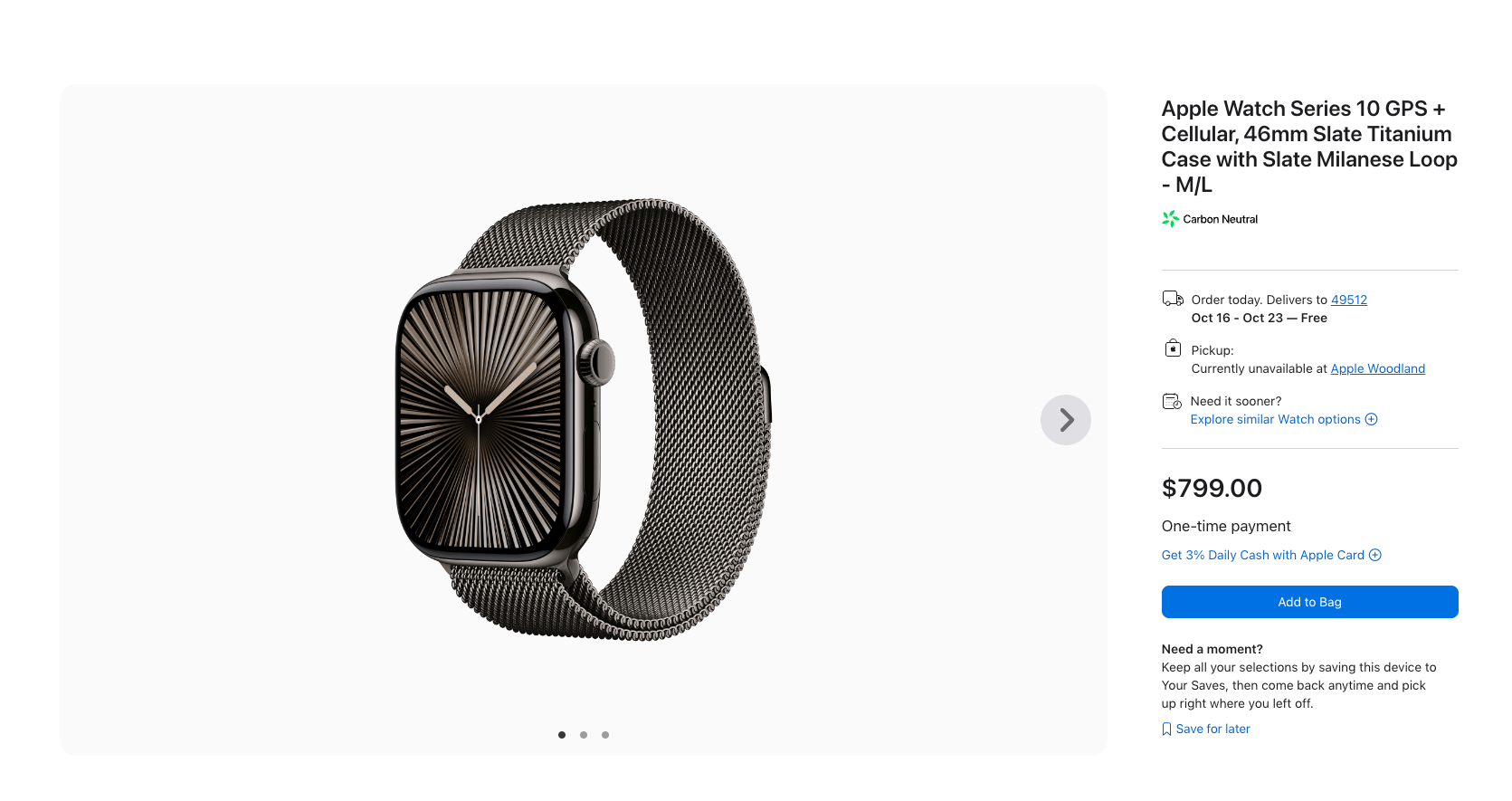 A screenshot of a preorder page for the Apple Watch Series 10.