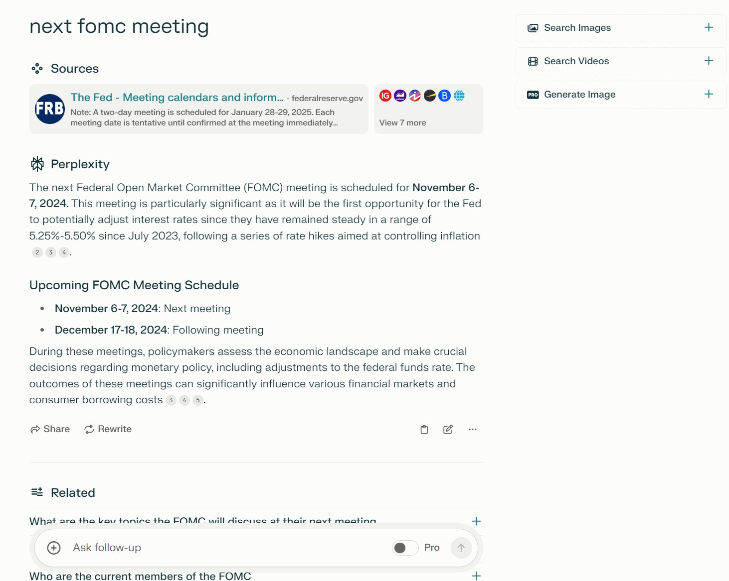 perplexity next fomc meeting