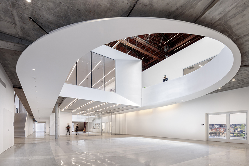 darin johnstone architects turns historic wind tunnel into mullin transportation design center