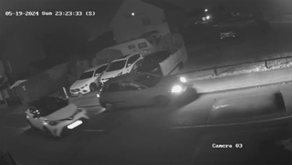 CCTV footage reveals the moment the car was driven away by thieves