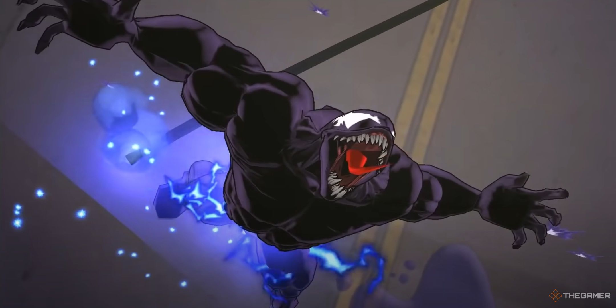 Venom roars in Ultimate Spider Man.