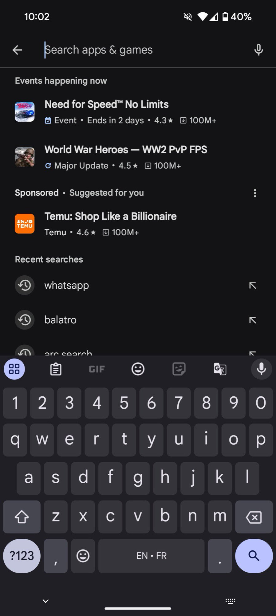 google play store search bar