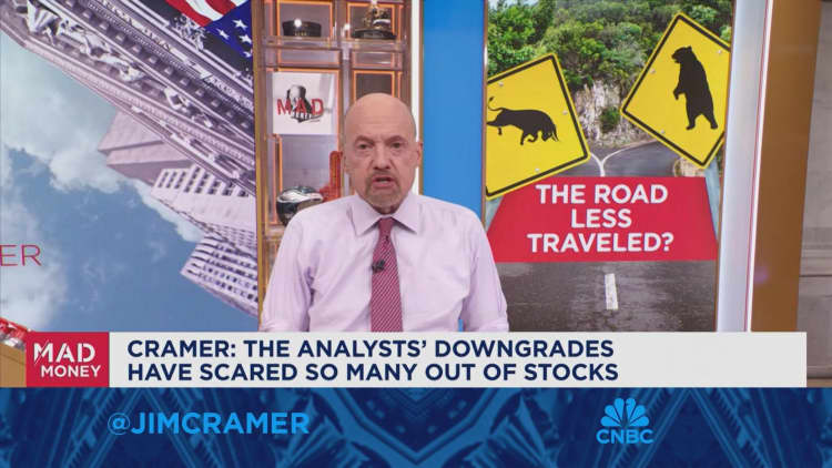 Analysts' downgrades have scared so many out of stocks, says Jim Cramer