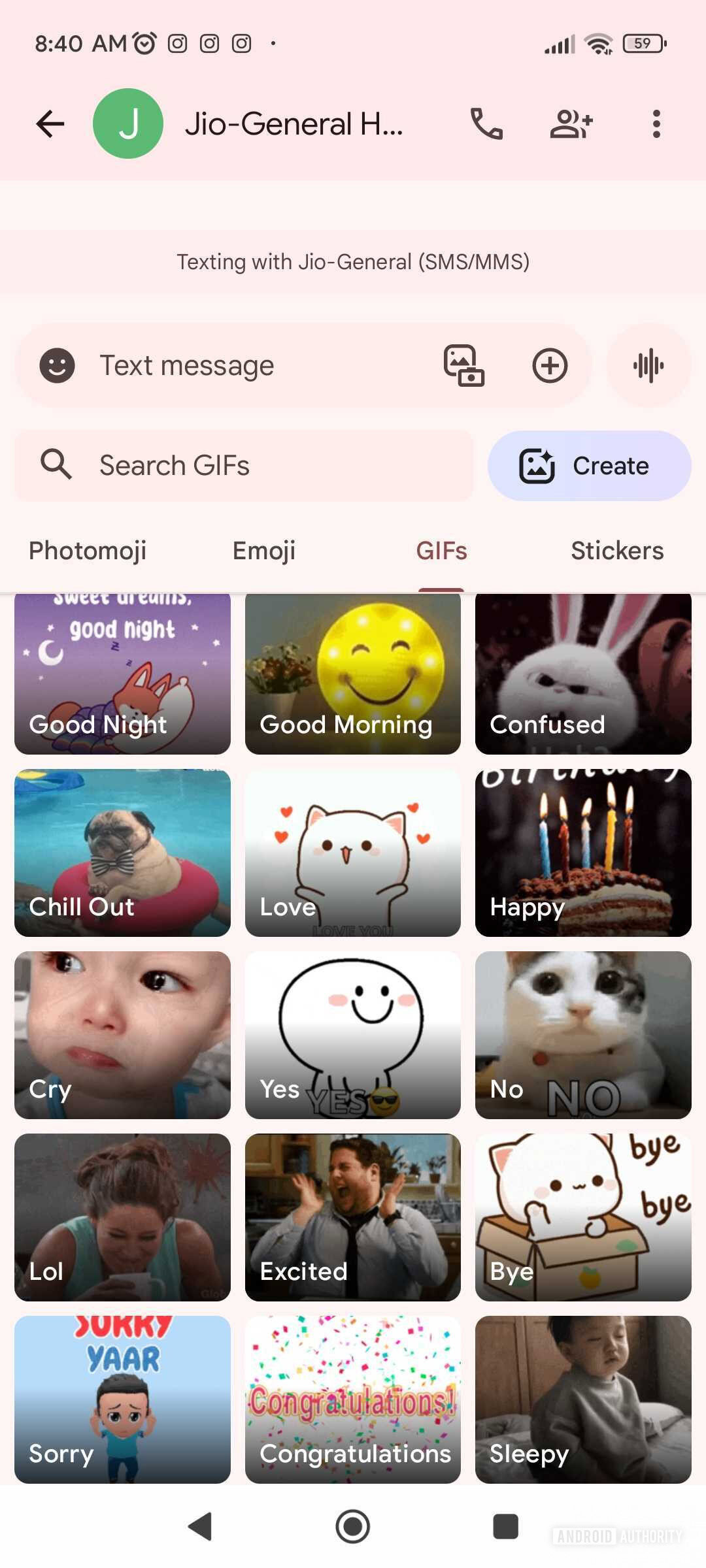 Google Messages GIF view New