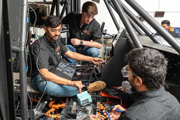 Engineering students work on the Deep Orange 15 project at Clemson University. 