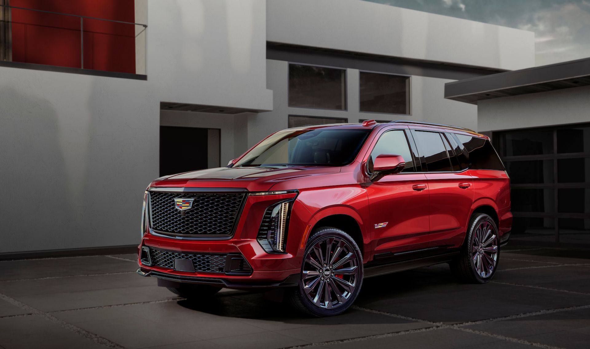 Red 2025 Cadillac Escalade V front view