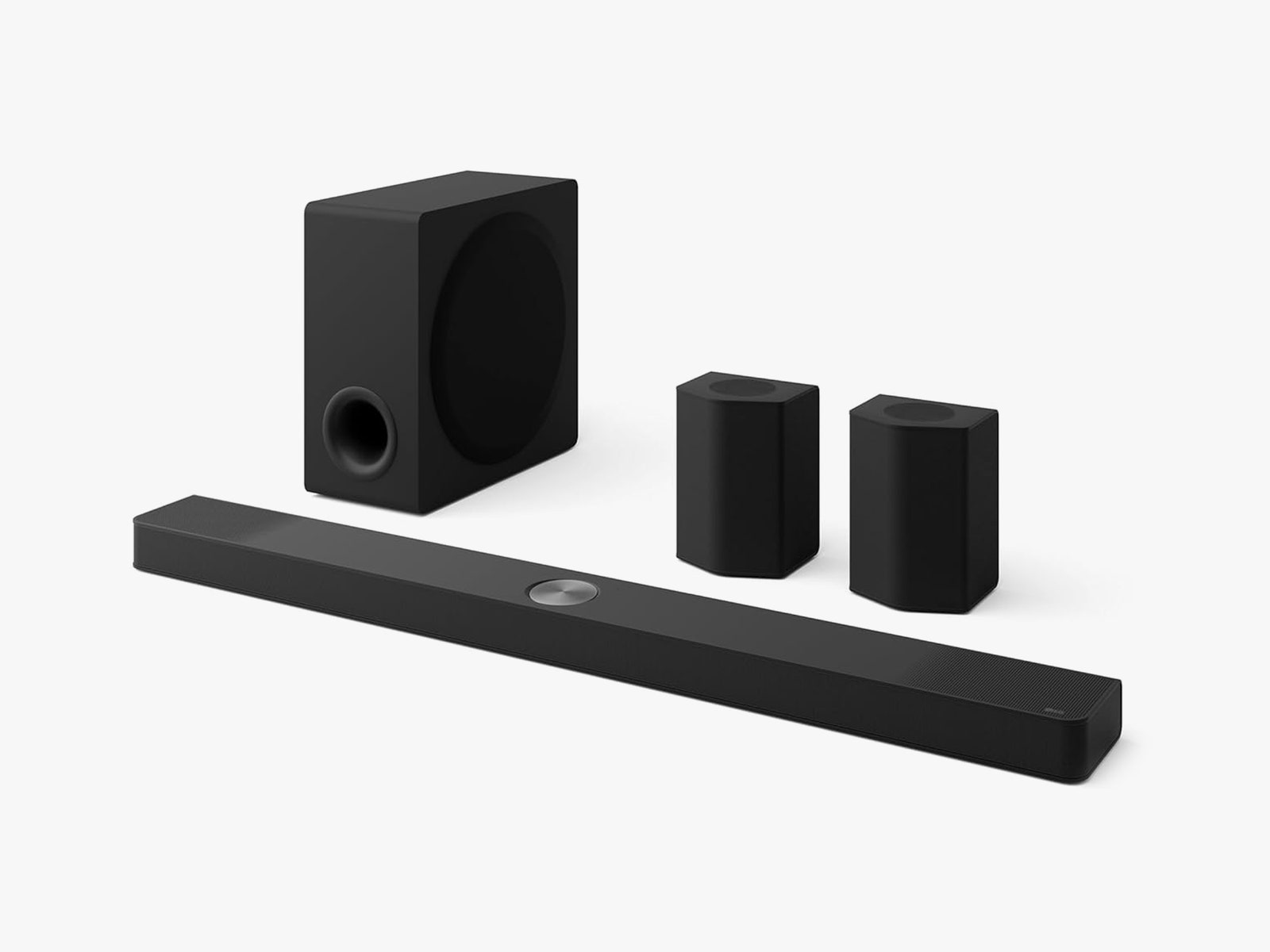 Speaker system including long flat speaker 2 angular speakers and one rectangular speaker