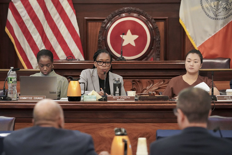 Council Members Rita Joseph and Julie Won at Monday's oversight hearing. Photo: Gerardo Romo / NYC Council Media Unit