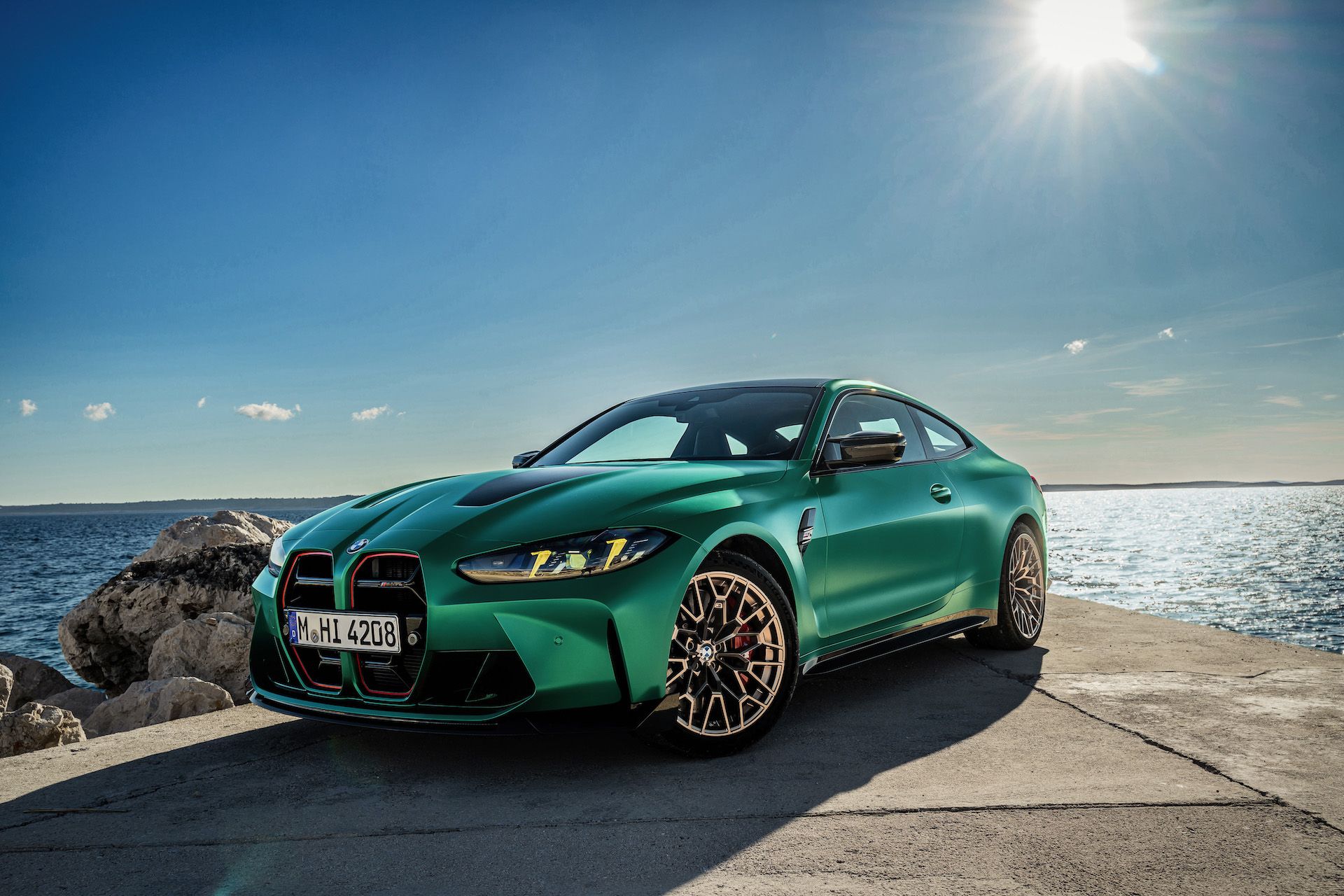 2025 BMW M4 CS front profile parked by the ocean