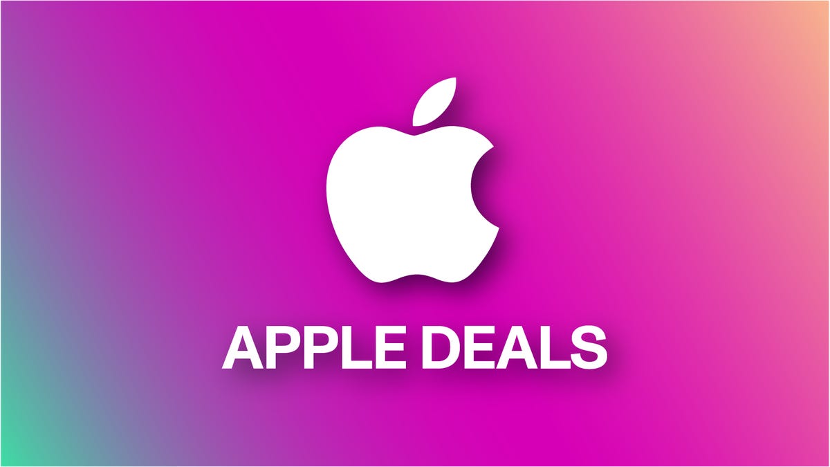 Apple logo with Apple Deals text on a purple background