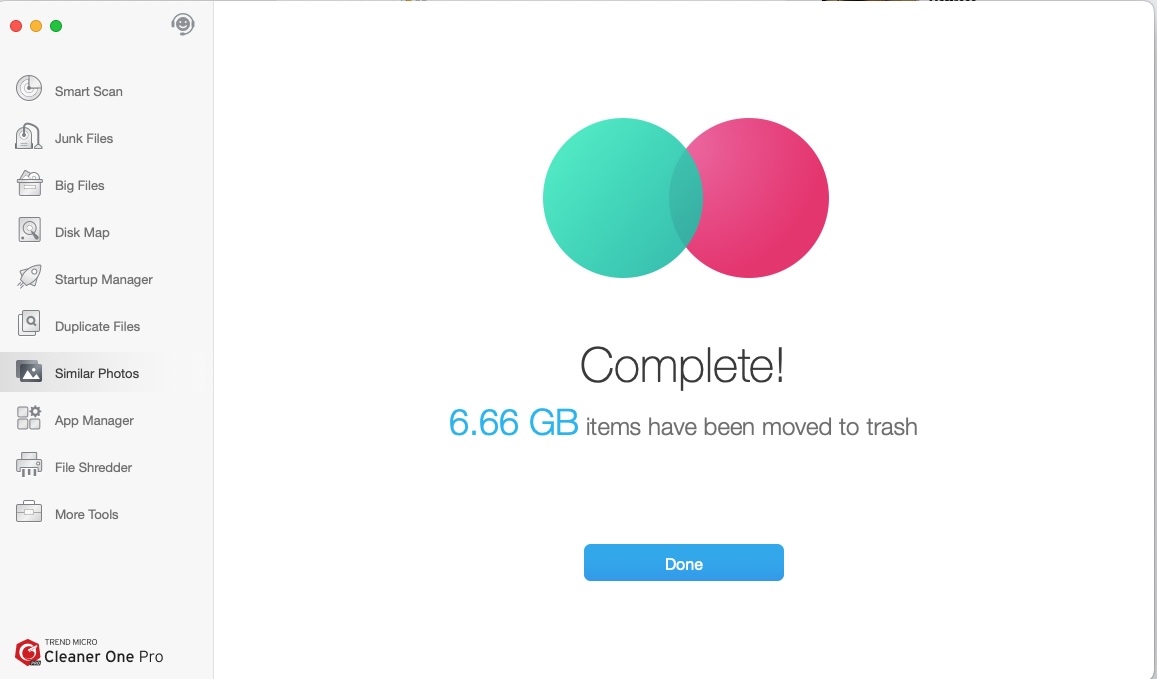CleanerOnePro 6 66GB of duplicate photos were just deleted via the Similar Photos module