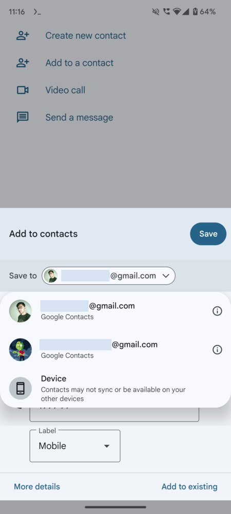 Google Contacts old behavior