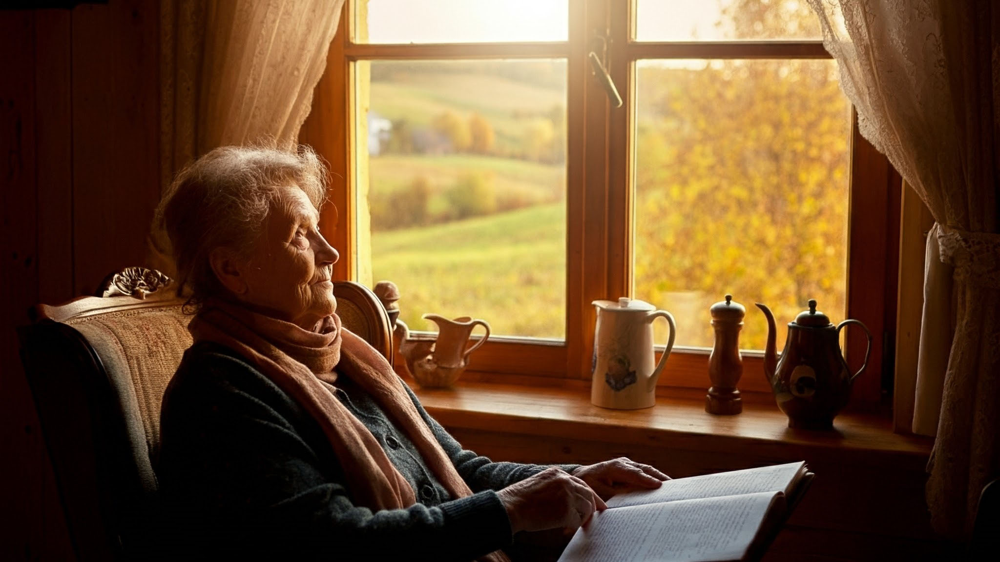 Image of a grandmother at a window.