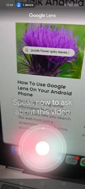 Using Google Lens video search feature