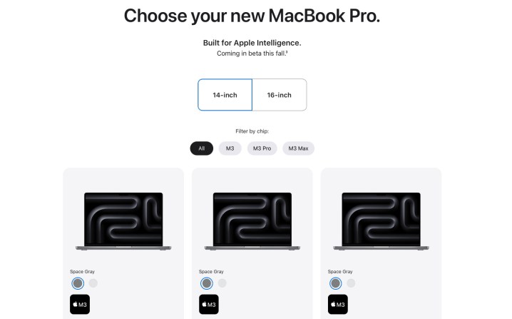 Screenshot of M3 MacBook models on the Apple Store.