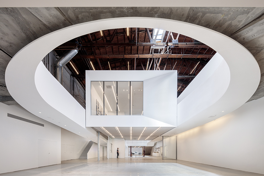 darin johnstone architects turns historic wind tunnel into mullin transportation design center