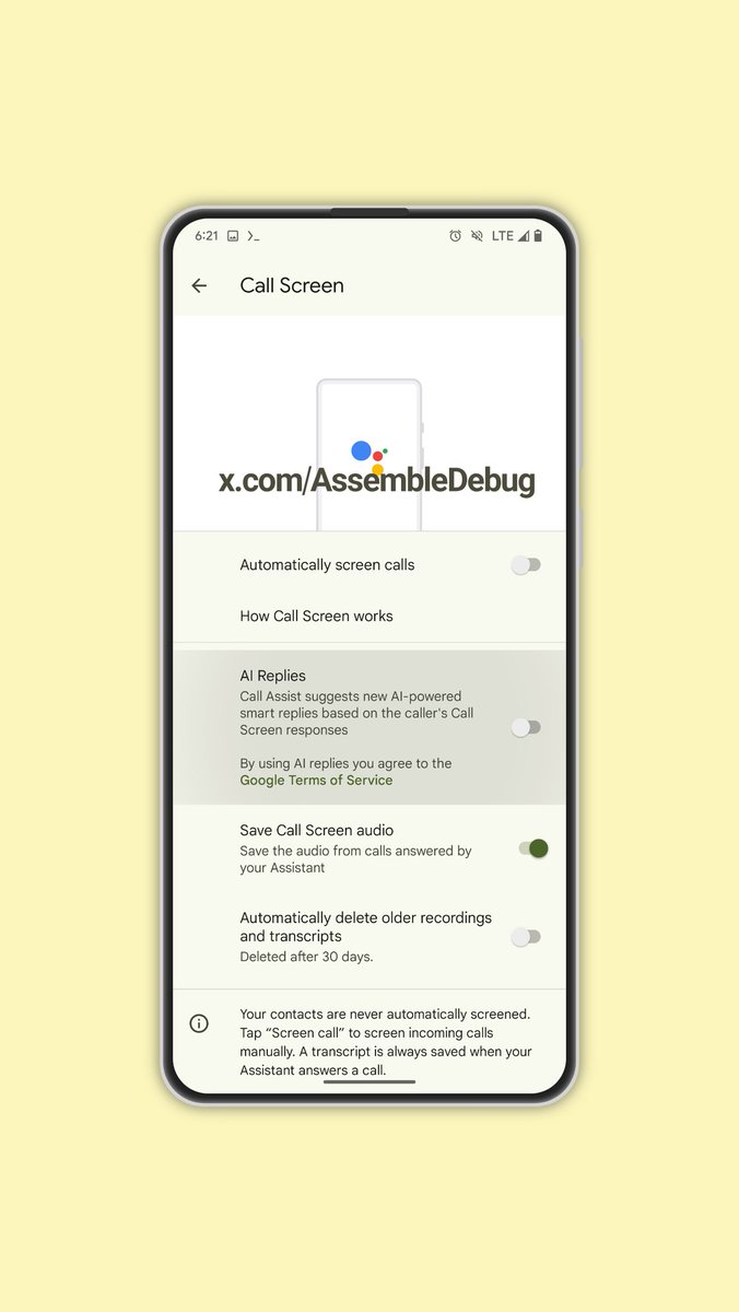 AssembleDebug Google Pixel AI replies Call Screen