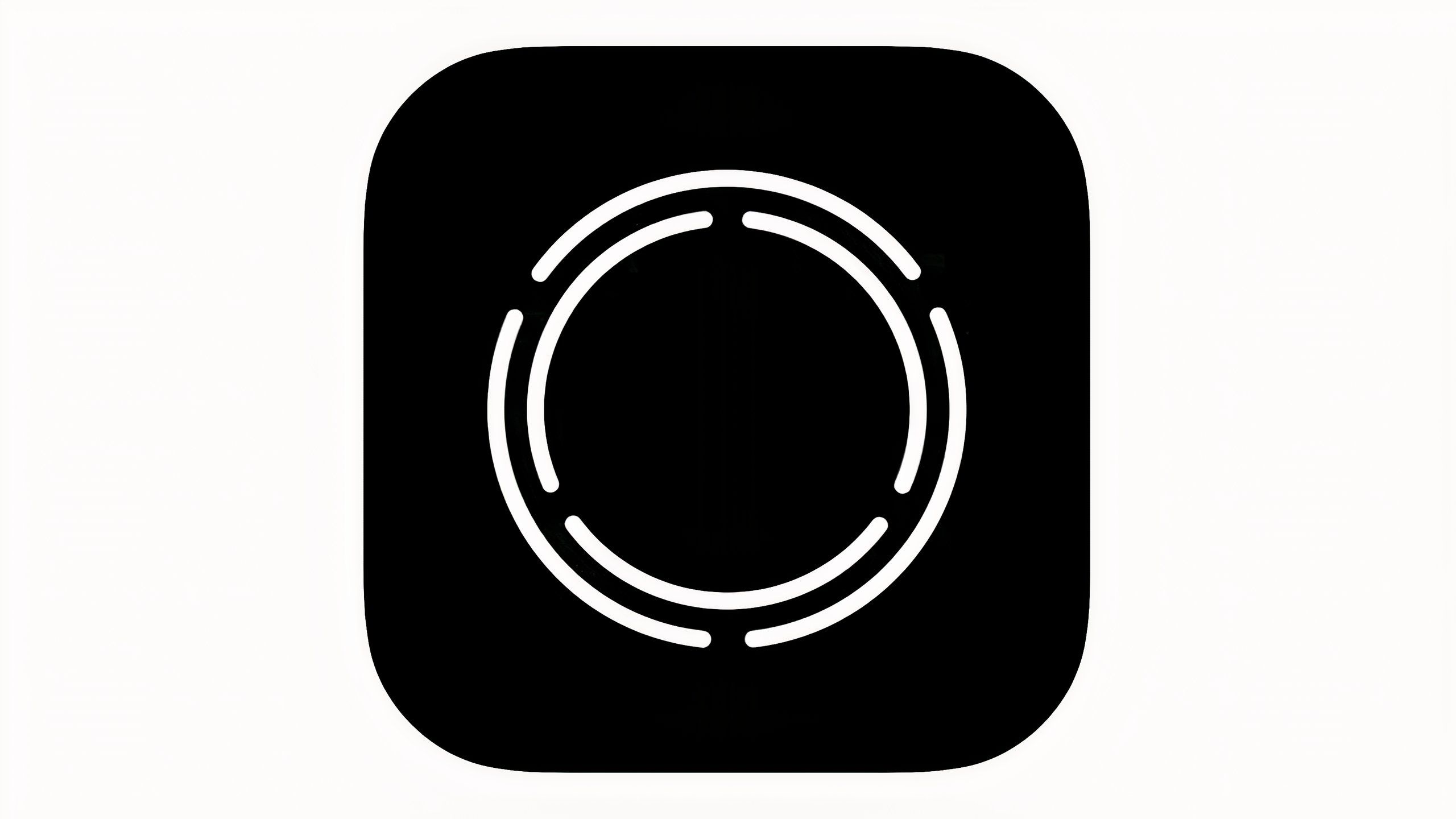 A black app icon with a white broken circle in the center.