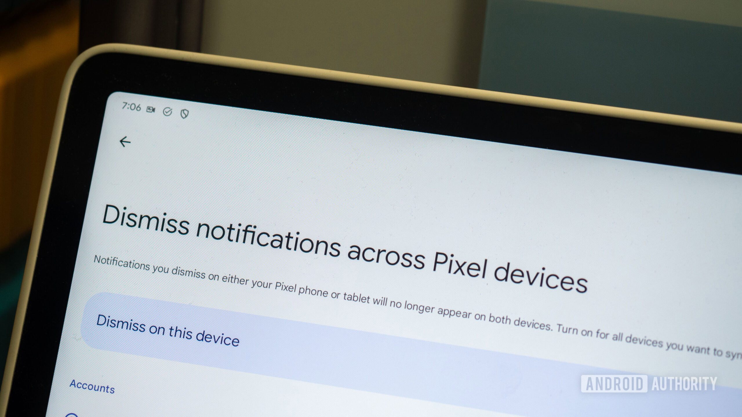 dismiss notifications across pixel