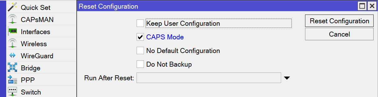 reset-caps-mode Mikrotik CAPsMAN