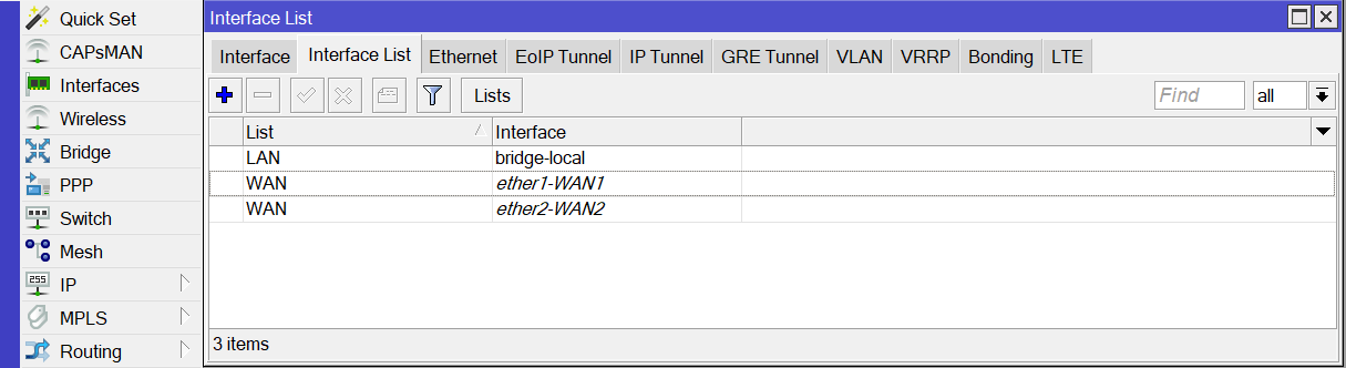 interface-list Interface list